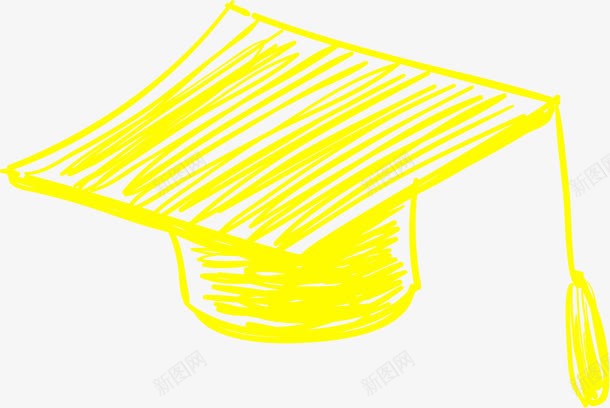 黄色学士帽装饰图案png免抠素材_新图网 https://ixintu.com 儿童蜡笔画 免抠PNG 博士帽 卡通 学位 学士帽 帽子 涂鸦 线条 蜡笔画