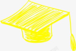 蜡笔画黄色学士帽装饰图案高清图片