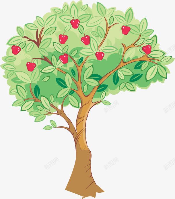绿色苹果树png免抠素材_新图网 https://ixintu.com AI Q版苹果树 卡通 手绘 果树 树 树木 线条 绿树 苹果