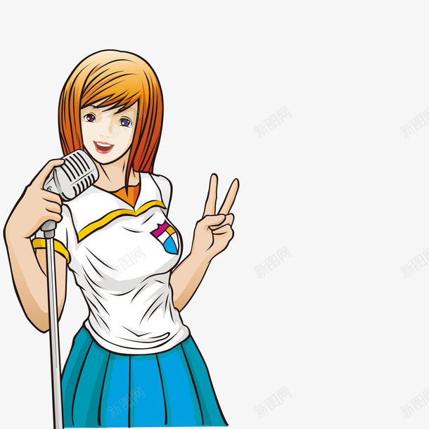 卡通唱歌的学生png免抠素材_新图网 https://ixintu.com 世界儿歌日 卡通 可爱 女生 学生 手绘