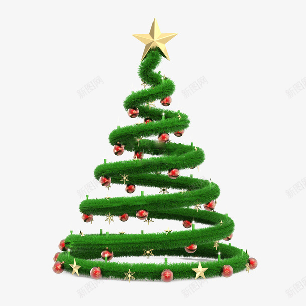 螺旋状的圣诞树png免抠素材_新图网 https://ixintu.com 免扣 圣诞树 绿色 螺旋状