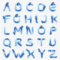 蓝色水纹字母字体素材