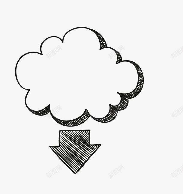 手绘黑白云朵边框图标png_新图网 https://ixintu.com 云朵边框 天气图标 天气预报 黑白云朵 黑色箭头