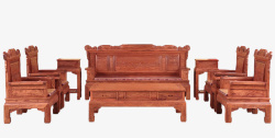 一套家具实木实物红木家具实木家具沙发茶几高清图片