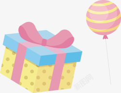儿童礼物摆件手绘彩色礼盒气球矢量图高清图片
