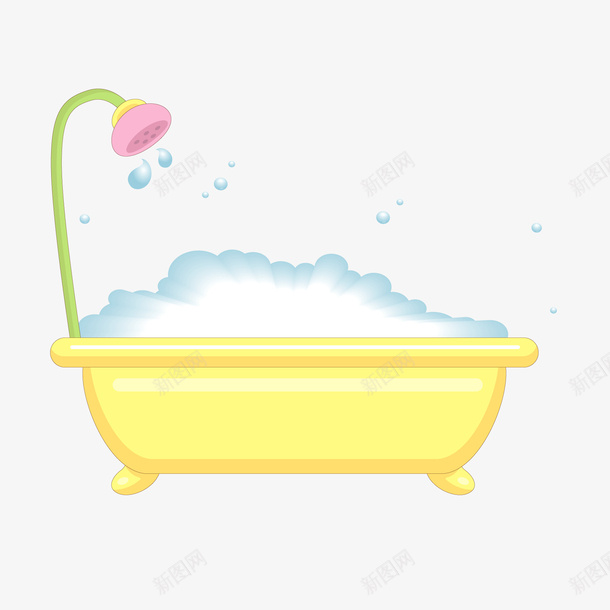 卡通浴缸png免抠素材_新图网 https://ixintu.com 卡通 室内设计 泡泡浴 洗澡 浴室 浴缸设计