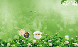 茉莉清茶淡绿色茶广告茉莉花高清图片