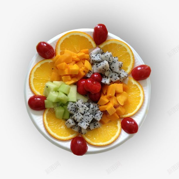白色盘子里的水果沙拉png免抠素材_新图网 https://ixintu.com 免抠水果盘 水果沙拉 白色 盘子里的 食物
