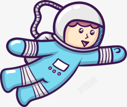 太空人蓝色可爱卡通宇航员高清图片