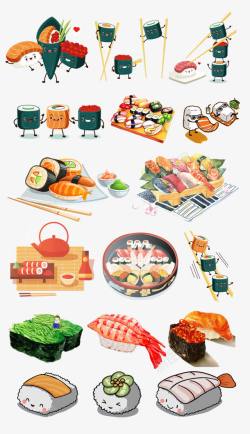 手绘日本寿司美味食品手绘卡通可爱寿司日本料理高清图片
