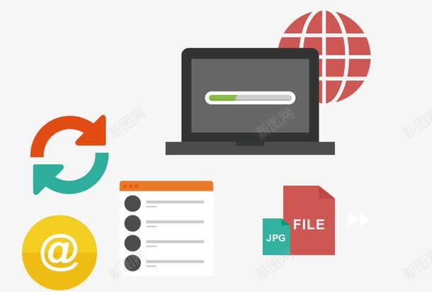 扁平化ppt图标png_新图网 https://ixintu.com 办公 办公素材 商务 图标 地球图标 循环箭头 扁平化 扁平化素材 文件 文本卡通图片 电脑
