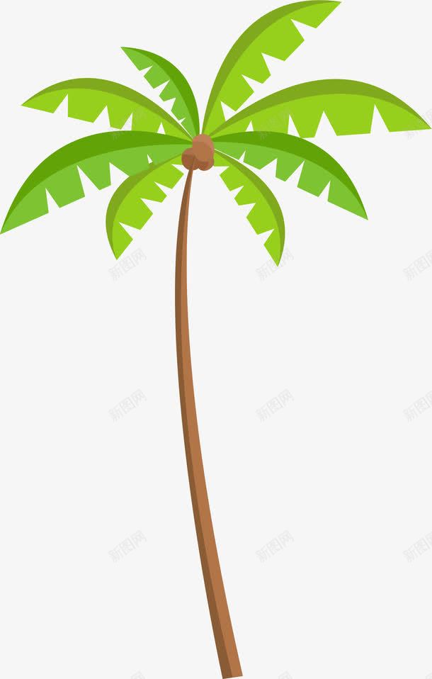 绿色椰子树png免抠素材_新图网 https://ixintu.com 免抠PNG 卡通 夏季 夏日沙滩 椰子树 海南 海滩 海边 海边装饰