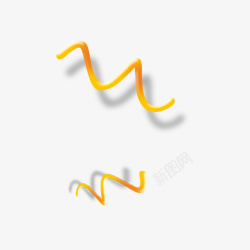 黄色圆弧弧度螺旋线条素材