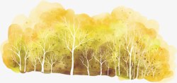 春季画册黄色树木春季水彩画册高清图片