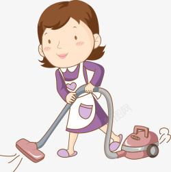 家庭扫除拿着吸尘器的女人图高清图片