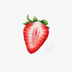 草莓果果粒一颗一半草莓高清图片