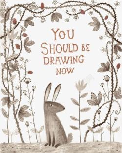 画画书卡通灰色兔子封面高清图片