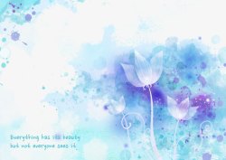 彩色水墨蓝色系花朵背景素材