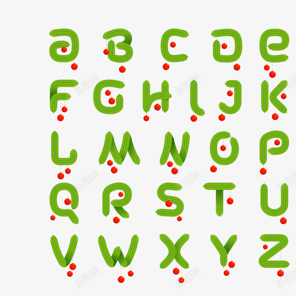 26个绿色松枝字母矢量图ai免抠素材_新图网 https://ixintu.com 二十六个字母 字母 字母设计 松枝 植物 绿色 矢量图
