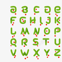 松枝字母26个绿色松枝字母矢量图高清图片