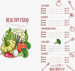 水彩菜单水彩蔬菜菜单矢量图高清图片