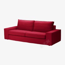 三人座宜家红色三人沙发高清图片