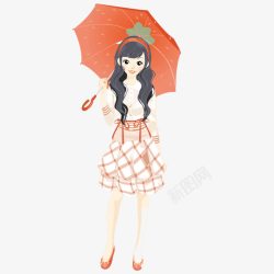 躲雨撑伞的女孩高清图片