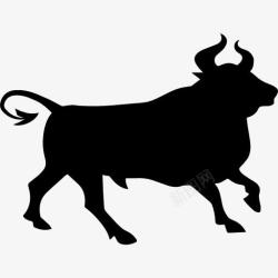正方形轮廓形状公牛的剪影图标高清图片