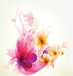 春天缤纷粉黄色花纹装饰素材