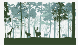 小清新宁静的动物森林矢量图素材