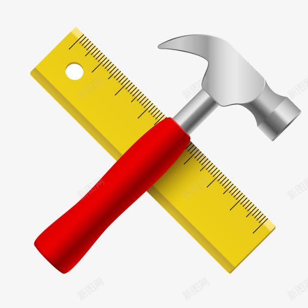 尺子与锤子png免抠素材_新图网 https://ixintu.com 刻度 刻度尺 卡通 尺子 尺寸标尺 标尺 测一测 测量 测量工具 量一量 锤子