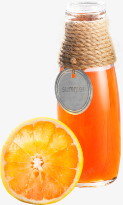 清凉解渴夏日瓶装橙汁高清图片