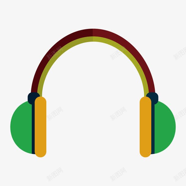 彩色耳机png免抠素材_新图网 https://ixintu.com 听力 圆弧 圆角 彩色 扁平化 纹理 耳机