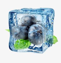 冰冻蓝莓素材