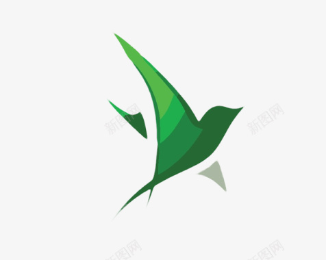 绿色飞翔的小燕子图案标志图标图标
