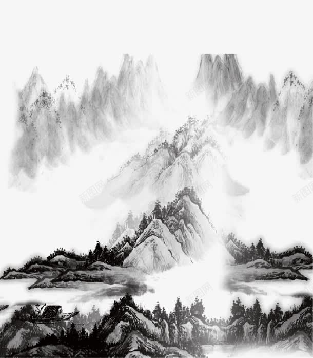 山水画png免抠素材_新图网 https://ixintu.com 大山 山水画 深山 画面