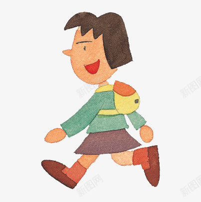 上学的女孩png免抠素材_新图网 https://ixintu.com 上学 书包 卡通 女孩 学生 手绘 背包 走路