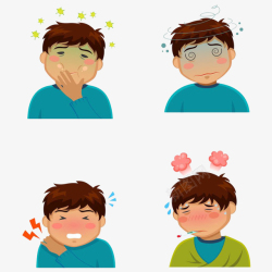 头痛捂头皱眉痛苦表情卡通各种表情的男人高清图片