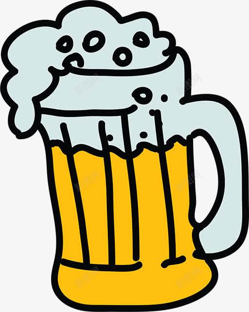 卡通啤酒png免抠素材_新图网 https://ixintu.com 一杯啤酒 卡通啤酒杯 啤酒 啤酒节 啤酒花 手绘啤酒杯 扎啤 水花 泡沫 简笔画 黄色