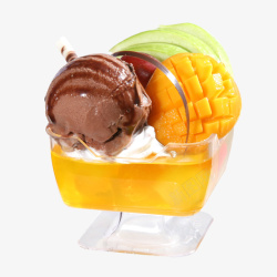 黄色芒果冰激凌球冷饮水果布丁高清图片