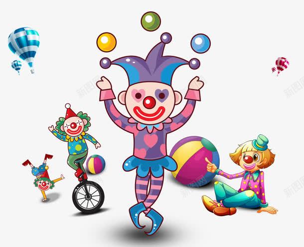 疯狂马戏团png免抠素材_新图网 https://ixintu.com 倒立 圆球 小丑 彩色 热气球 疯狂 耍杂技 骑单车
