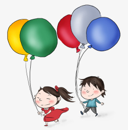青春活泼的彩色彩色气球手绘小朋友高清图片