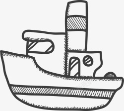 黑白轮船简笔画交通工具轮船矢量图图标高清图片