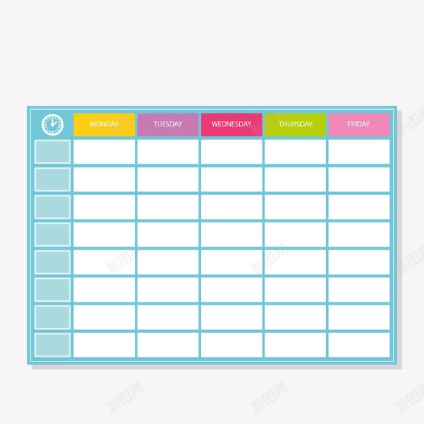课程表png免抠素材_新图网 https://ixintu.com 学生 手绘课表 日期 格子 蓝色