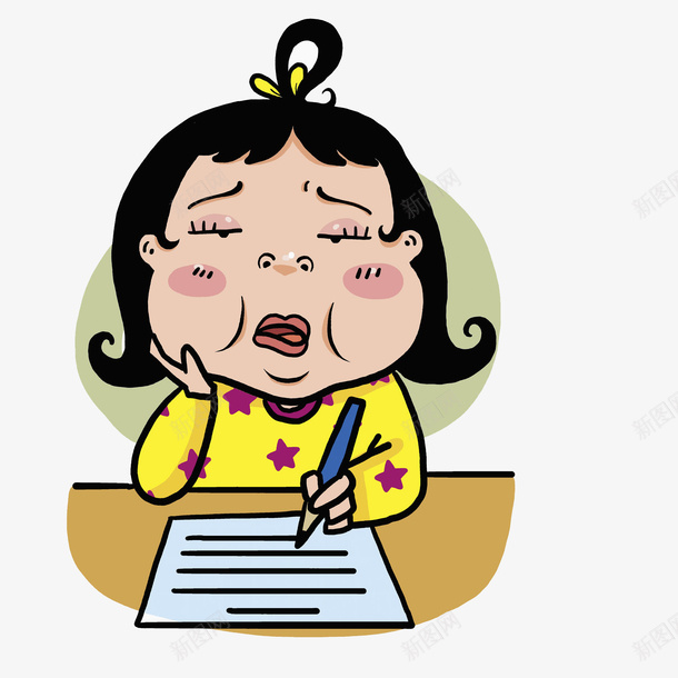 写作业的女孩png免抠素材_新图网 https://ixintu.com 写作业 卡通 女孩 女生 学生 孩子 手绘 睡着