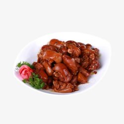 潮汕猪脚饭产品实物酱香红烧猪蹄高清图片