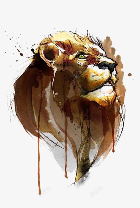 水彩狮子png免抠素材_新图网 https://ixintu.com 公狮子 动物 卡通狮子 狮子头像 雄狮