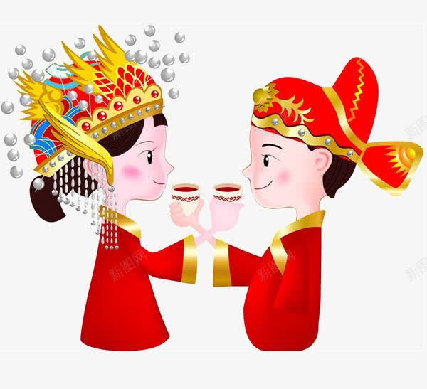 中国风婚礼png免抠素材_新图网 https://ixintu.com png图形 png装饰 中国风 卡通 新娘 新郎 结婚 装饰