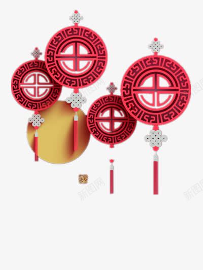 中秋节png免抠素材_新图网 https://ixintu.com 中国红 吊坠 月亮 玉佩