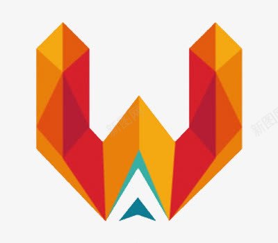 几何形体字母W图标png_新图网 https://ixintu.com logo设计 几何形体 字体设计 字母W 字母几何 橘色 红色